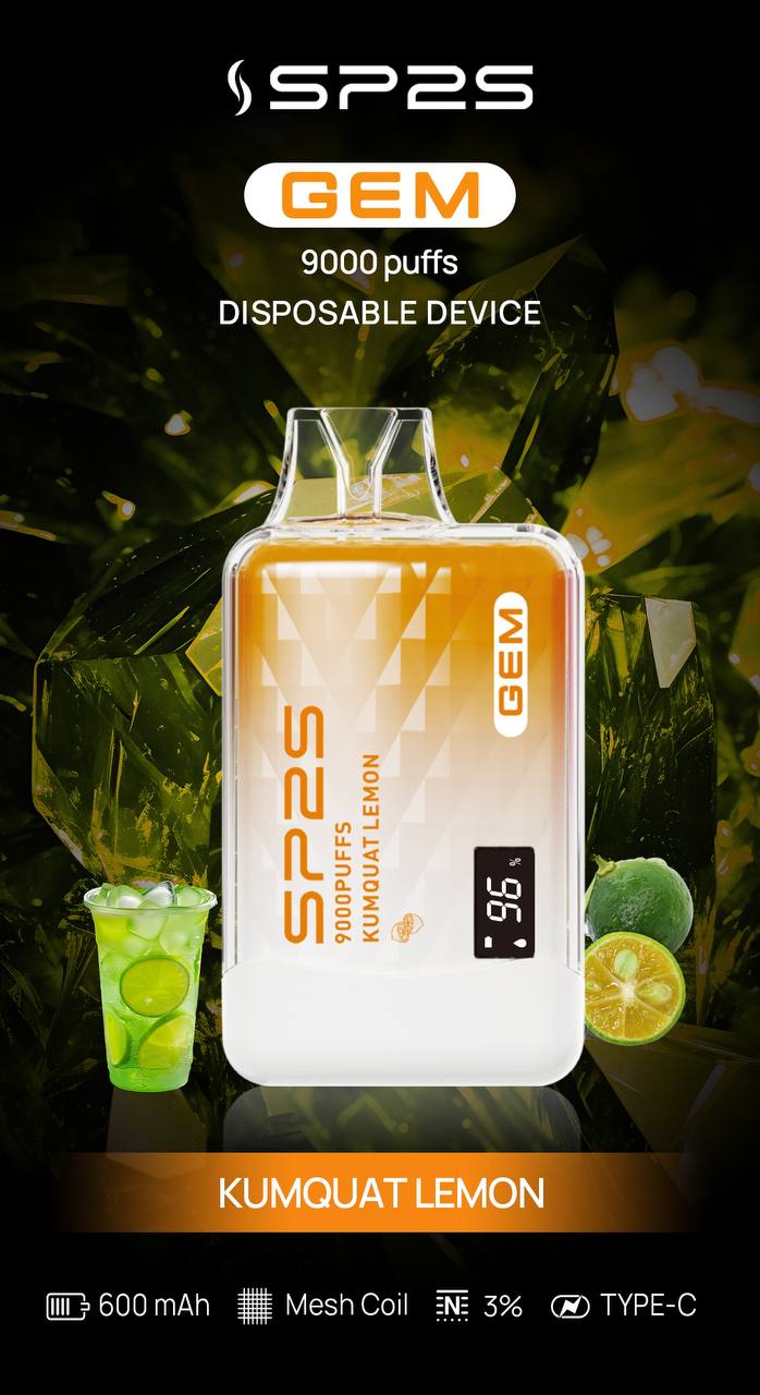 sp2s 9000口一次性電子煙金桔檸檬口味長效大容量 | 多種口味